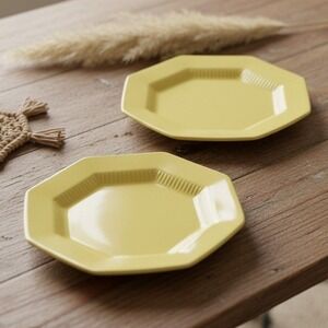 Independence Ironstone Daffodil Yellow Bread Plates, Set of 2 Octagon Dinnerware